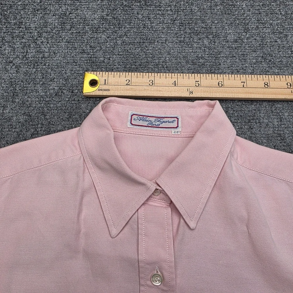 Alain‎ Figaret Paris Mens Pink Oxford Button Down Shirt Size 44 17.5 Long Sleeve
